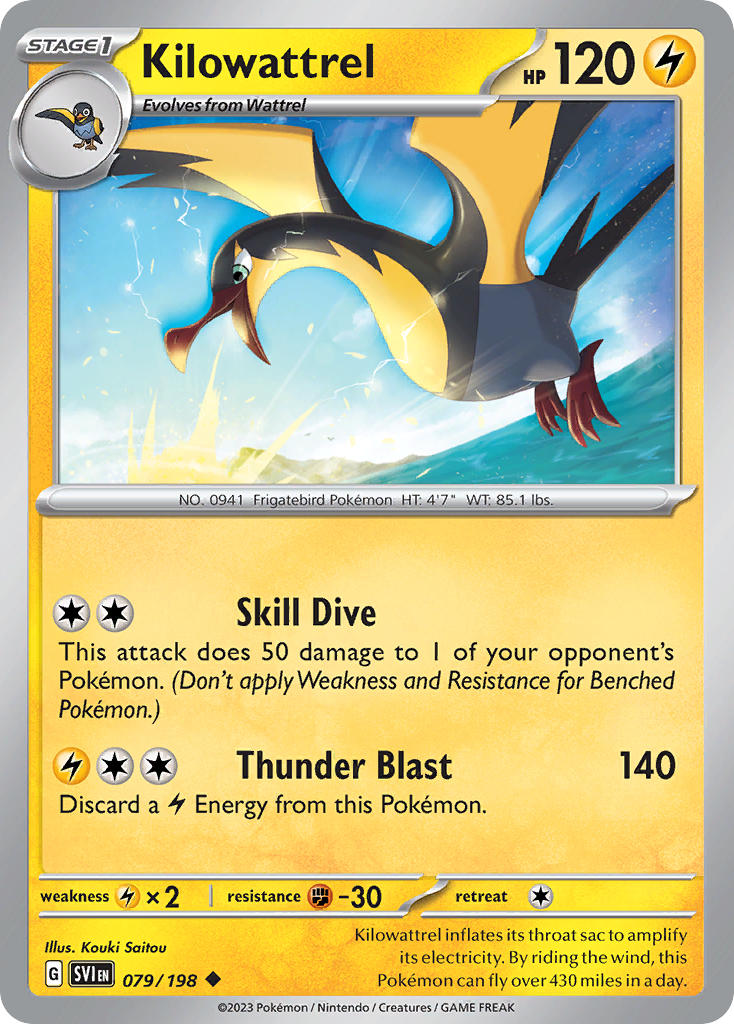 Kilowattrel 079/198 Uncommon Scarlet & Violet Pokémon card