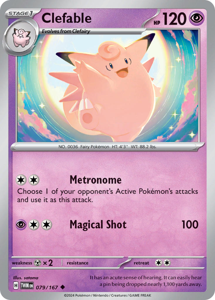 Clefable 079/167 Rare Twilight Masquerade Pokémon card