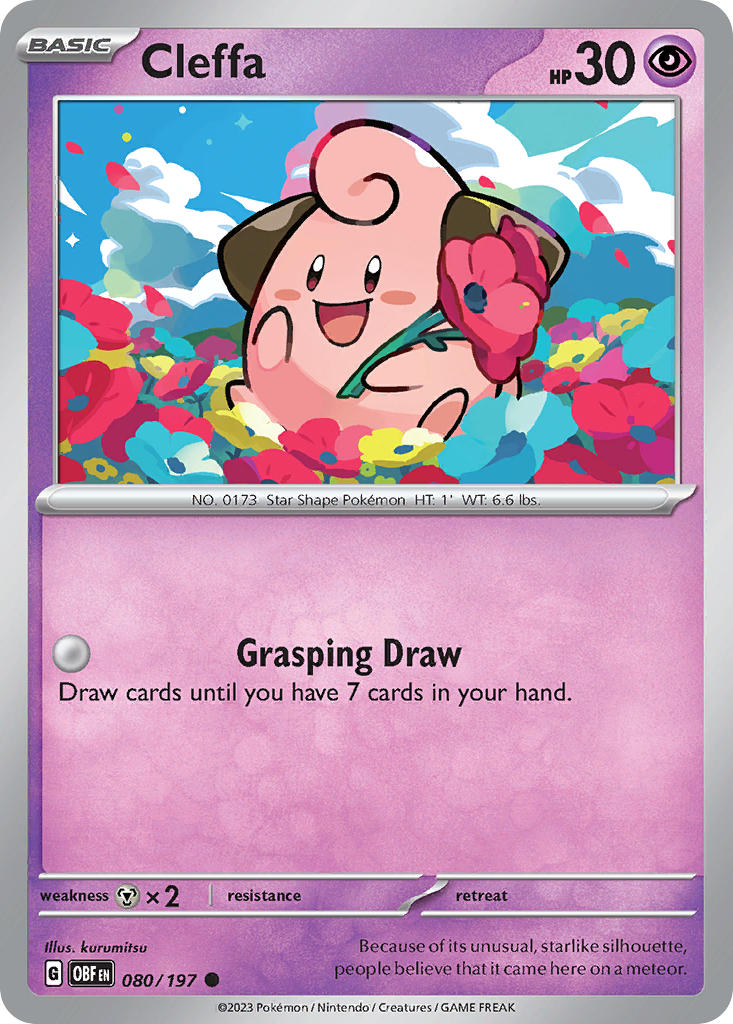 Cleffa 080/197 Common Obsidian Flames Pokémon card
