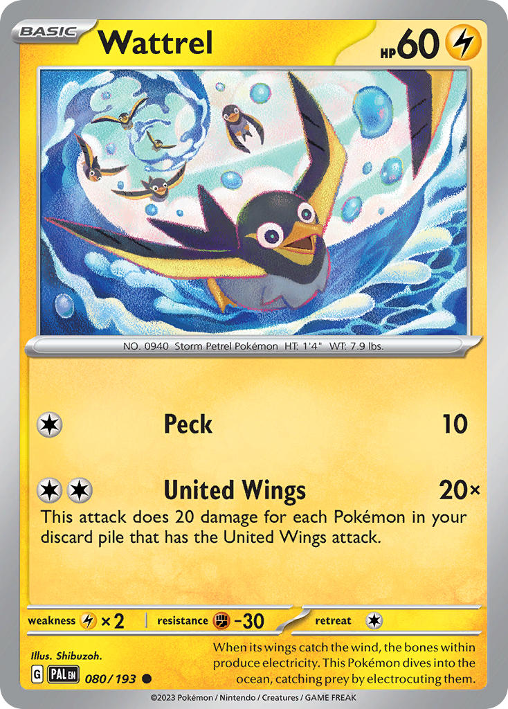 Wattrel 080/193 Common Paldea Evolved Pokémon card