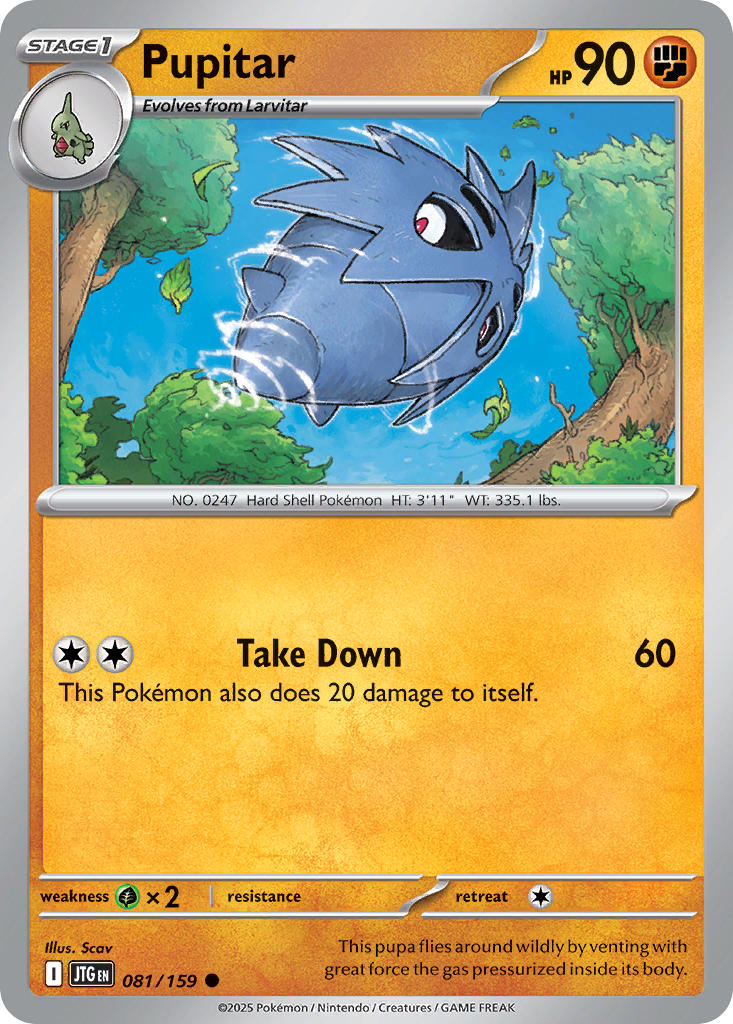 Pupitar 081/159 Common Journey Together Pokémon card