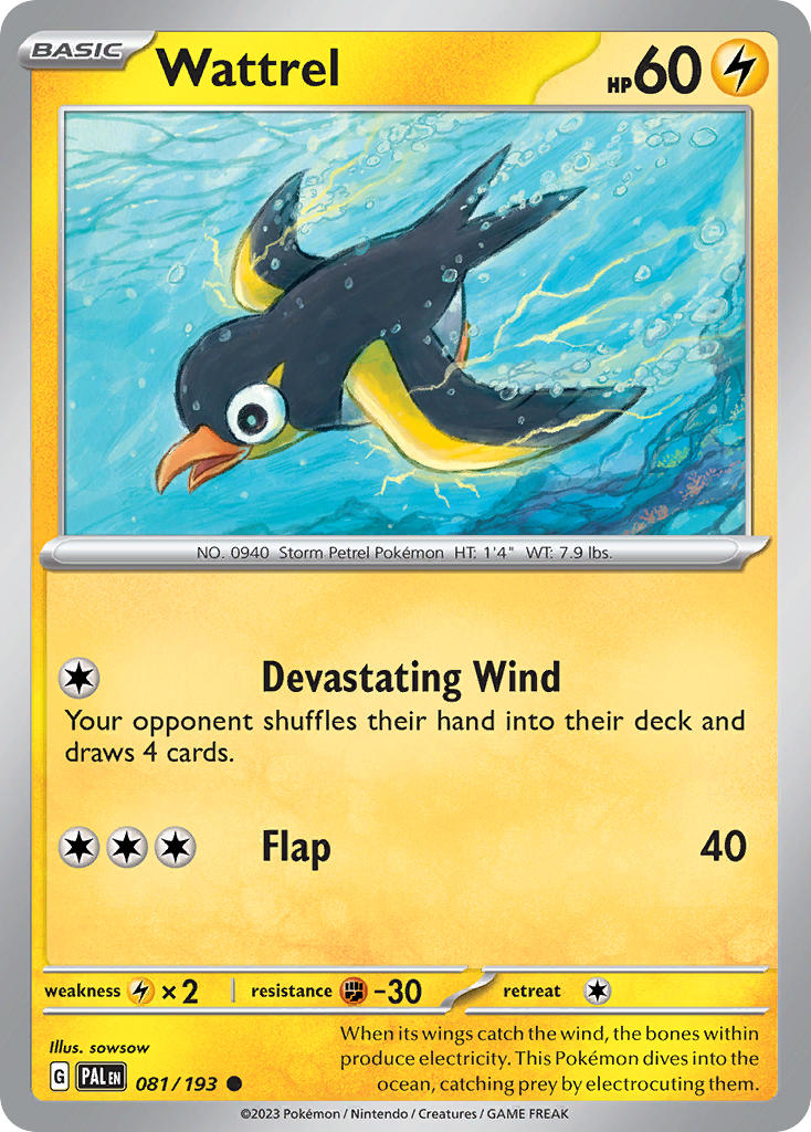 Wattrel 081/193 Common Paldea Evolved Pokémon card