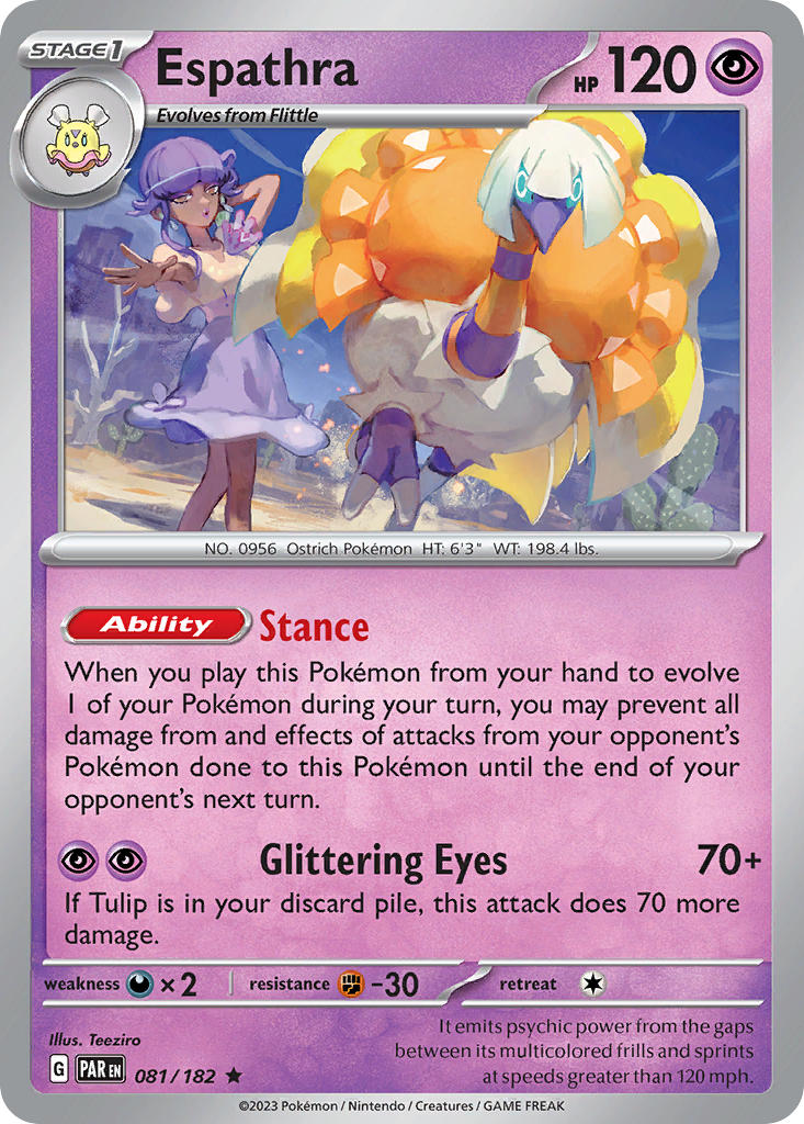 Espathra 081/182 Rare Paradox Rift Pokémon card