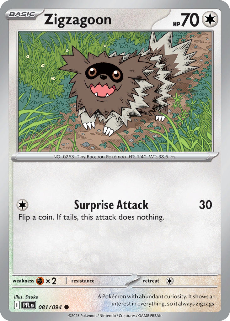 Zigzagoon 081/094 Common Phantasmal Flames Pokémon card