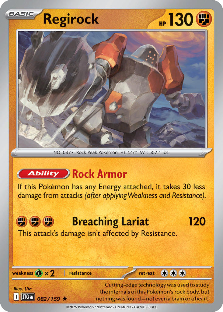 Regirock 082/159 Rare Journey Together Pokémon card