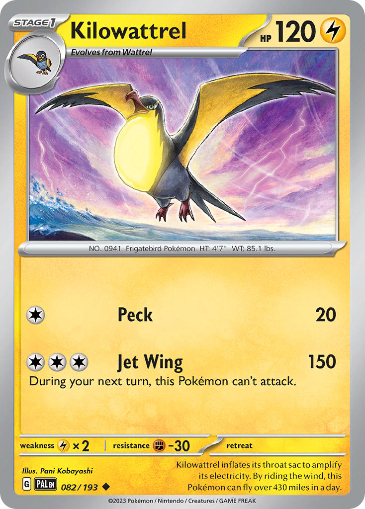 Kilowattrel 082/193 Rare Paldea Evolved Pokémon card