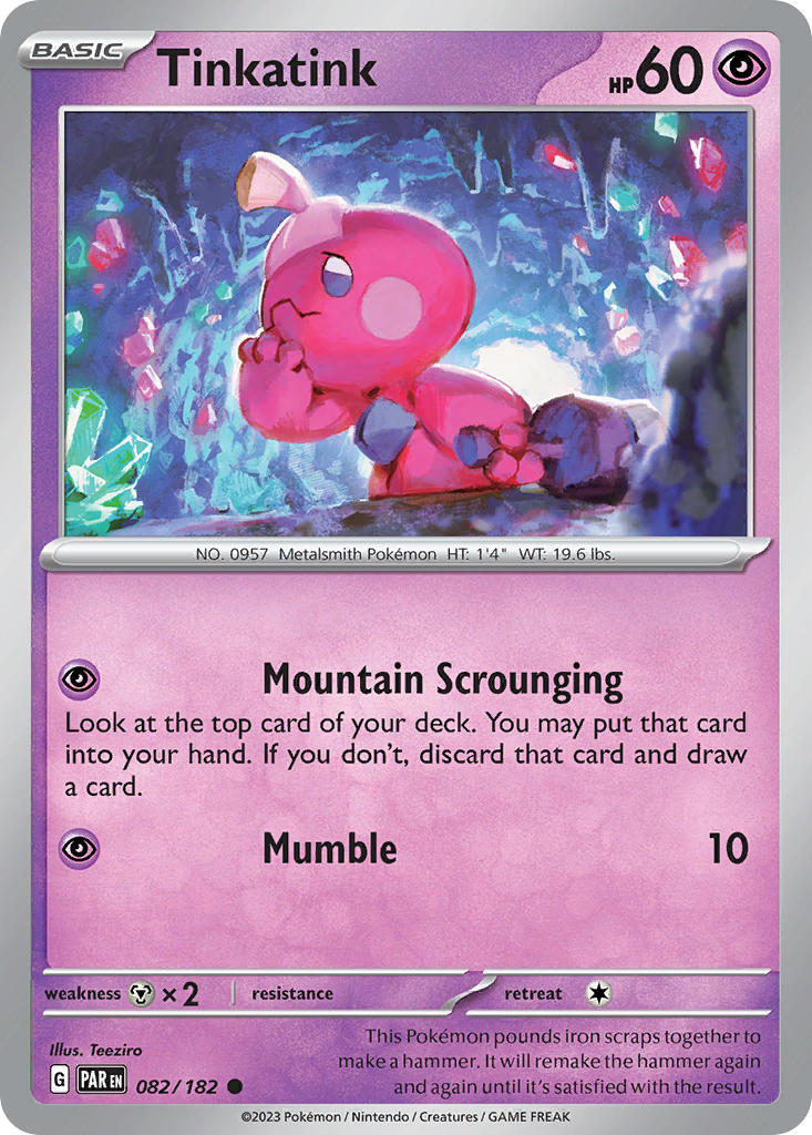 Tinkatink 082/182 Common Paradox Rift Pokémon card