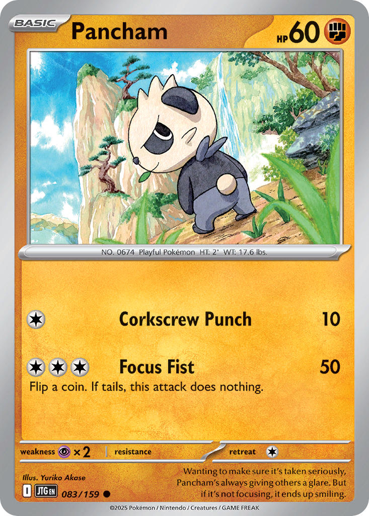 Pancham 083/159 Common Journey Together Pokémon card