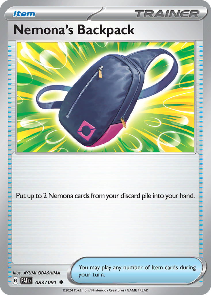 Nemona’s Backpack 083/091 Uncommon Paldean Fates Pokémon card
