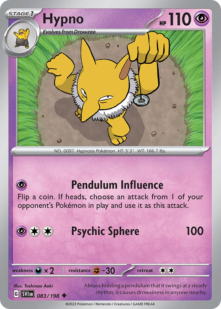 Hypno 083/198 Uncommon Scarlet & Violet Pokémon card