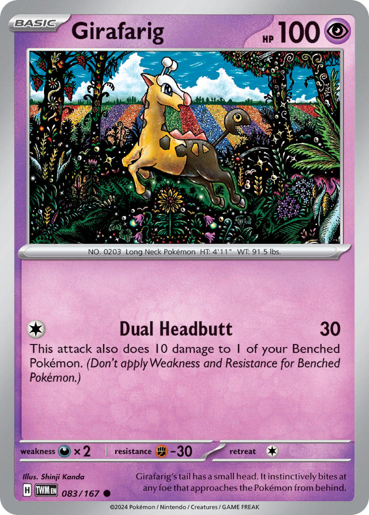 Girafarig 083/167 Common Twilight Masquerade Pokémon card