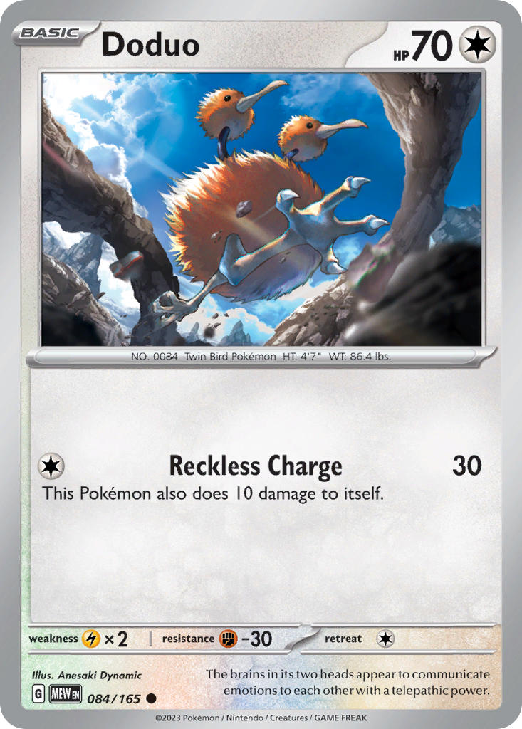 Doduo 084/165 Common 151 Pokémon card