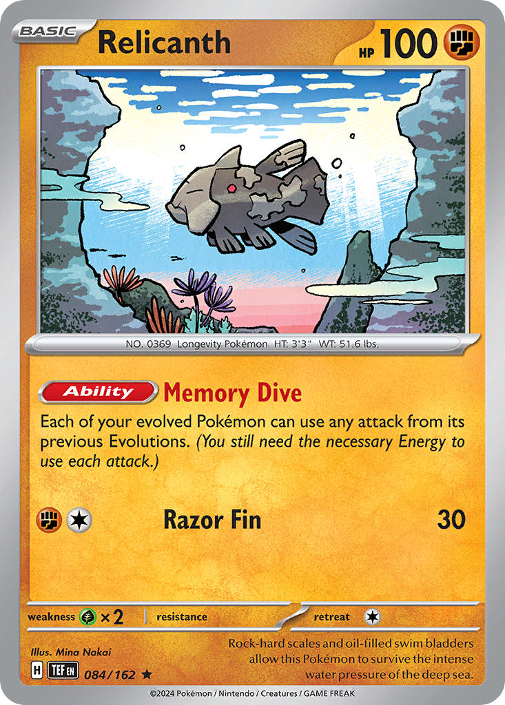 Relicanth 084/162 Rare Temporal Forces Pokémon card
