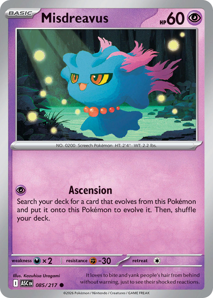 Misdreavus 085/217 Common Ascended Heroes Pokémon card