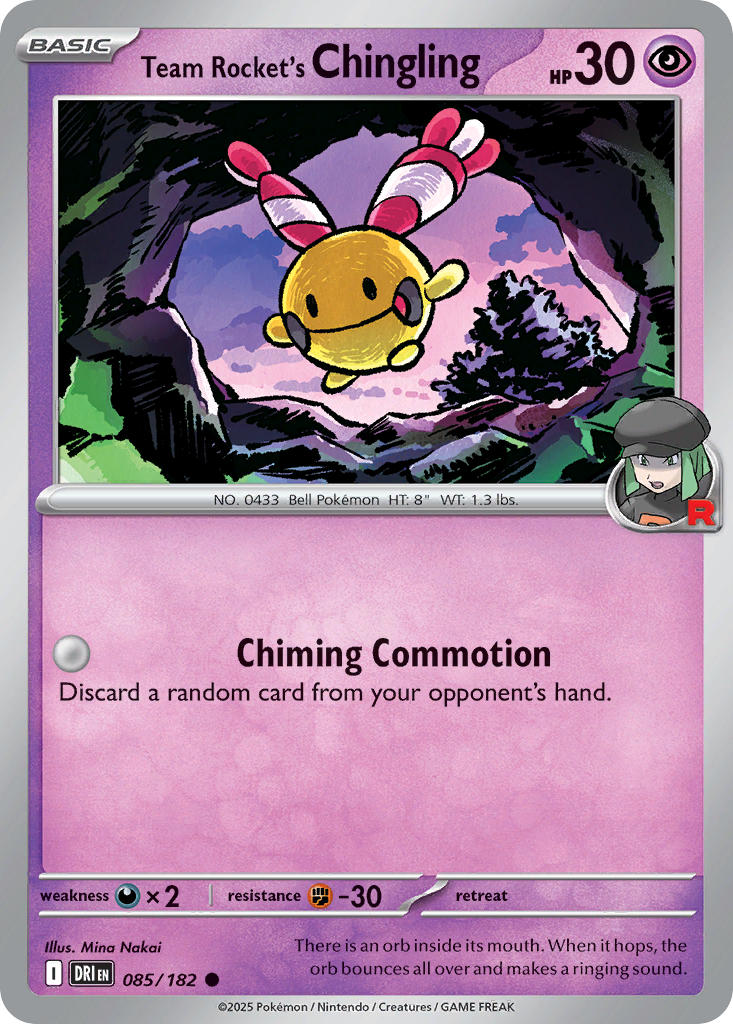 Team Rocket's Chingling 085/182 Common Destined Rivals Pokémon card