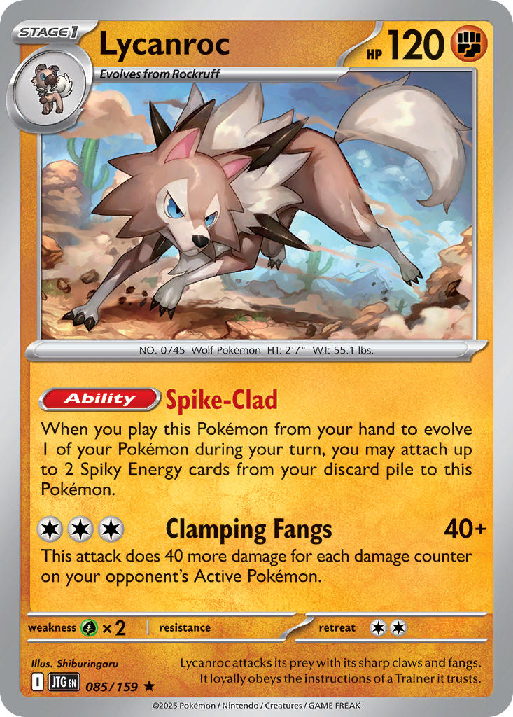 Lycanroc 085/159 Rare Journey Together Pokémon card