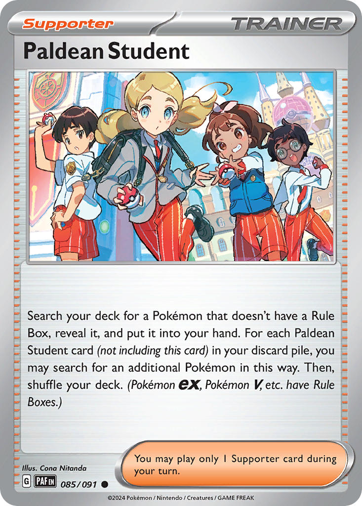 Paldean Student 085/091 Common Paldean Fates Pokémon card
