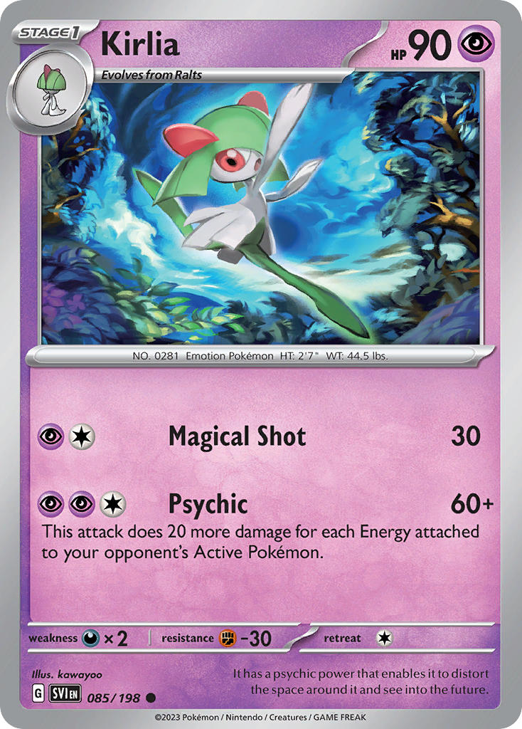 Kirlia 085/198 Common Scarlet & Violet Pokémon card