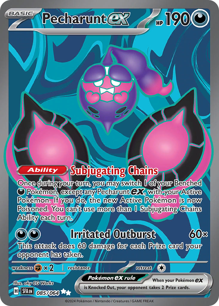 Pecharunt EX 085/064 Ultra Rare Shrouded Fable Pokémon card
