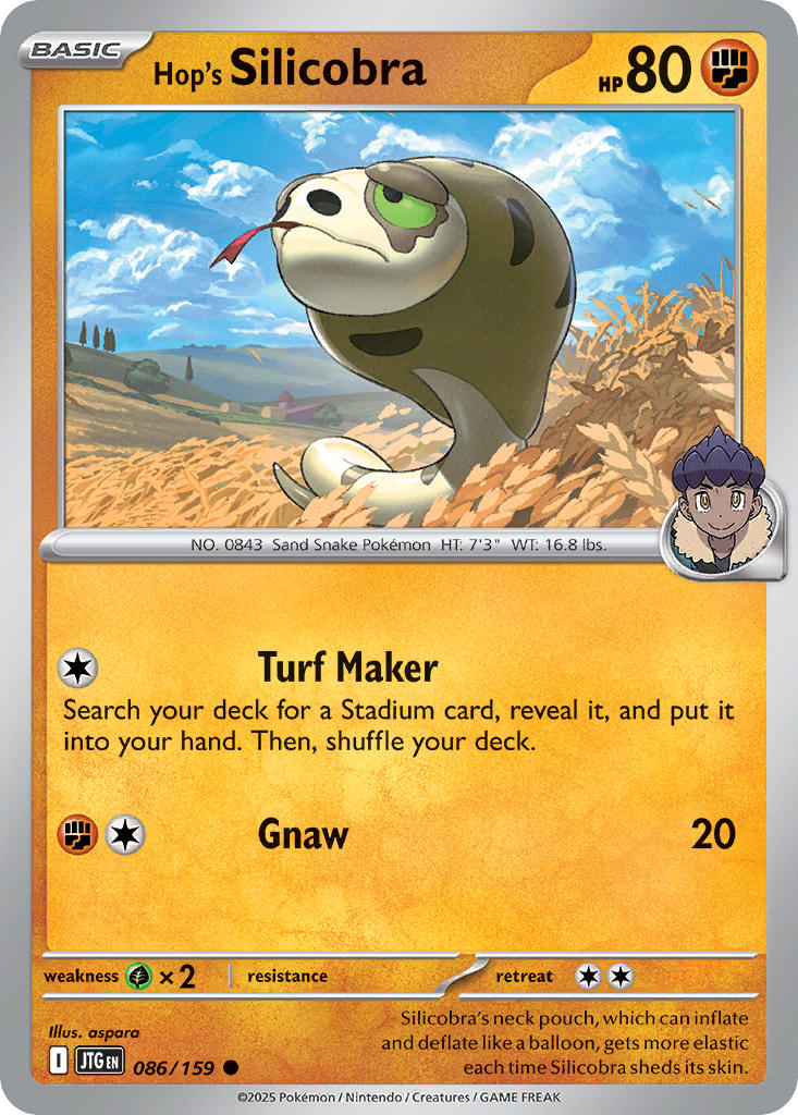 Hop's Silicobra 086/159 Common Journey Together Pokémon card