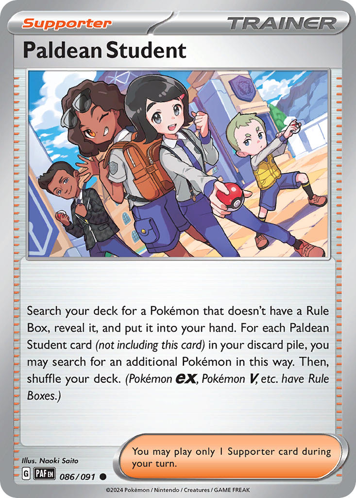 Paldean Student 086/091 Common Paldean Fates Pokémon card