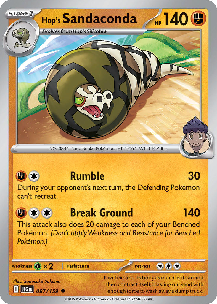 Hop's Sandaconda 087/159 Common Journey Together Pokémon card