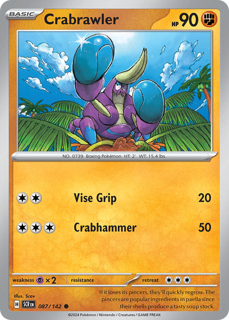 Crabrawler 087/142 Common Stellar Crown Pokémon card