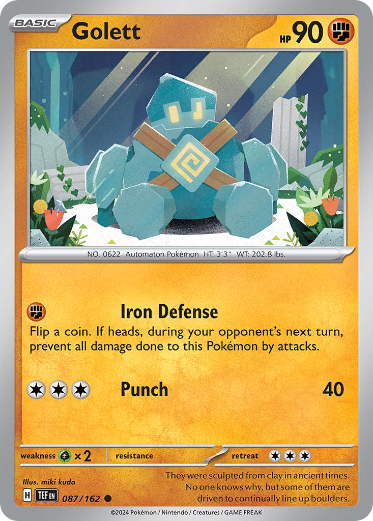 Golett 087/162 Common Temporal Forces Pokémon card