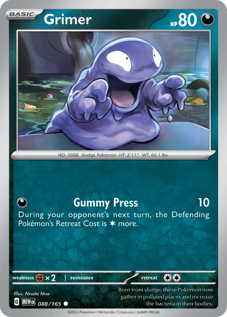 Grimer 088/165 Common 151 Pokémon card