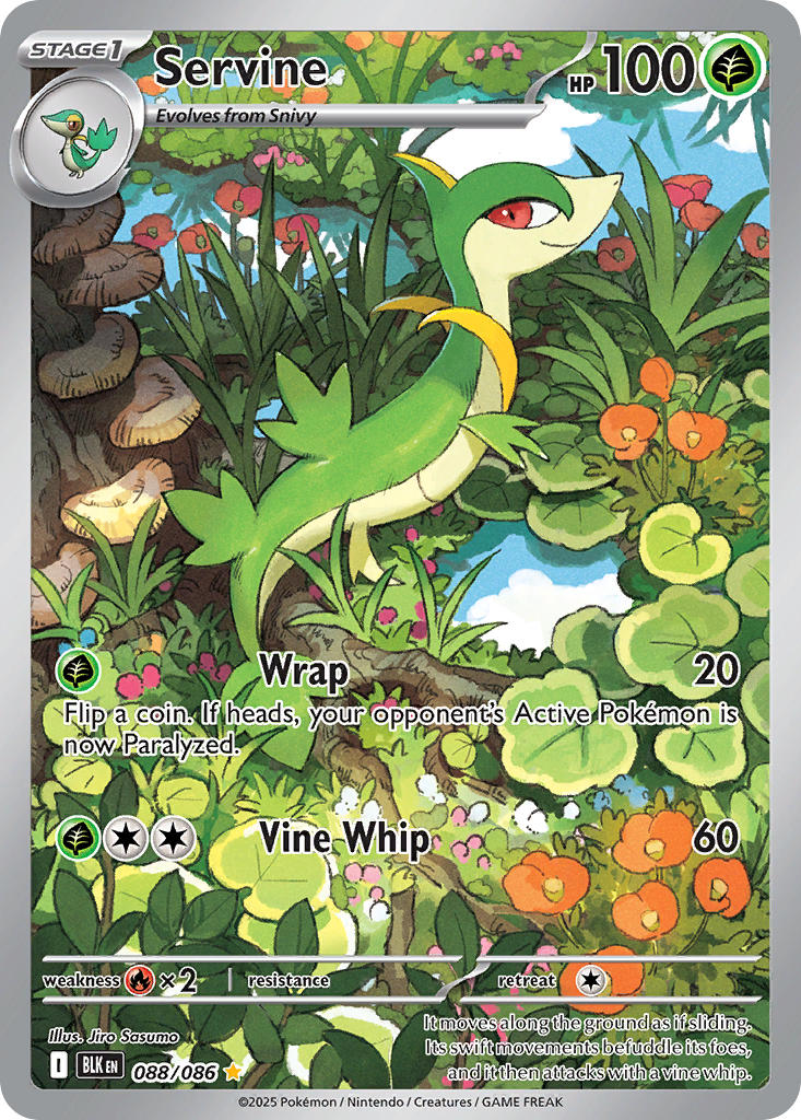 Servine 088/086 Illustration Rare Black Bolt Pokémon card