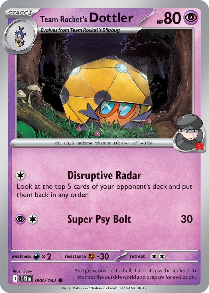 Team Rocket's Dottler 088/182 Common Destined Rivals Pokémon card