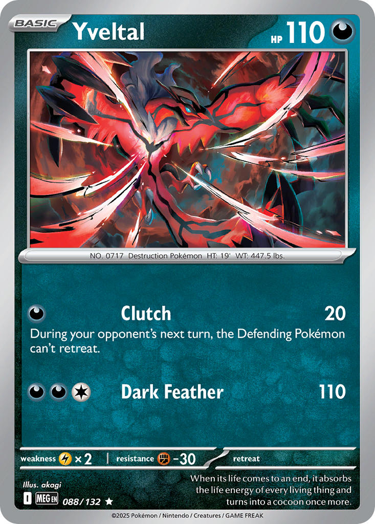Yveltal 088/132 Rare Mega Evolution Pokémon card
