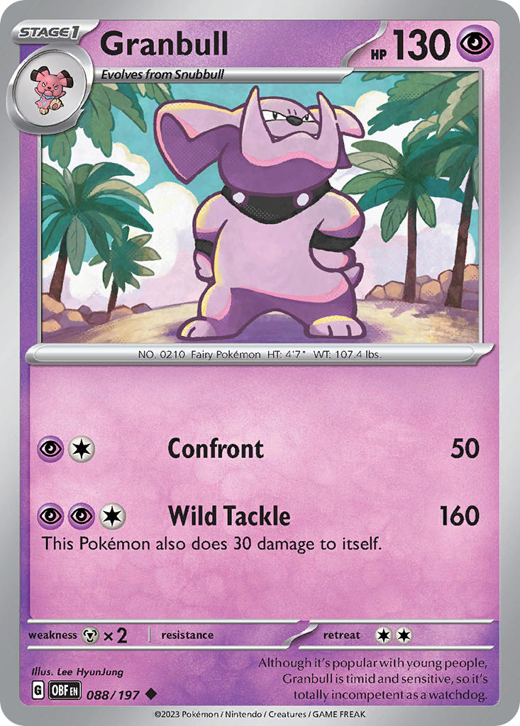 Granbull 088/197 Uncommon Obsidian Flames Pokémon card