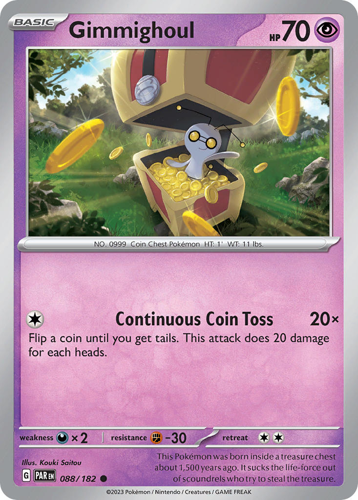 Gimmighoul 088/182 Common Paradox Rift Pokémon card