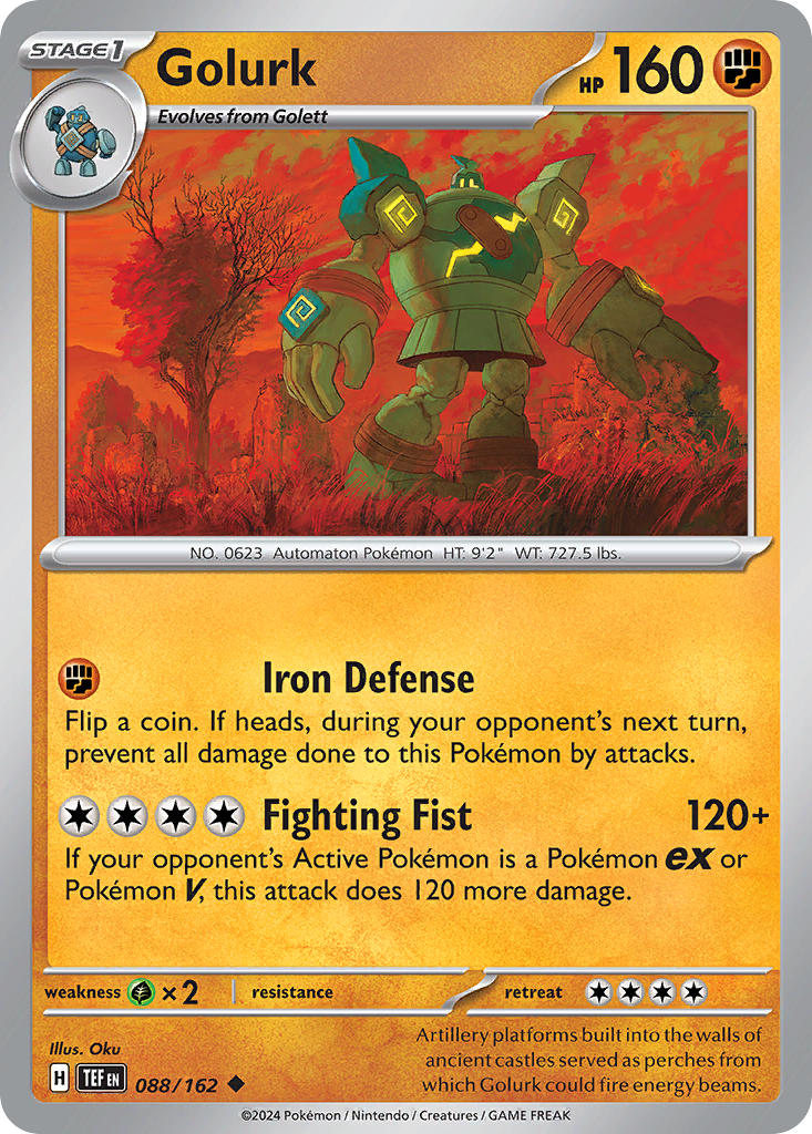 Golurk 088/162 Rare Temporal Forces Pokémon card
