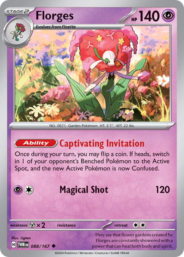 Florges 088/167 Rare Twilight Masquerade Pokémon card