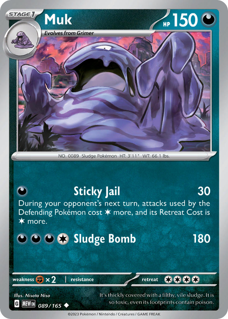 Muk 089/165 Rare 151 Pokémon card