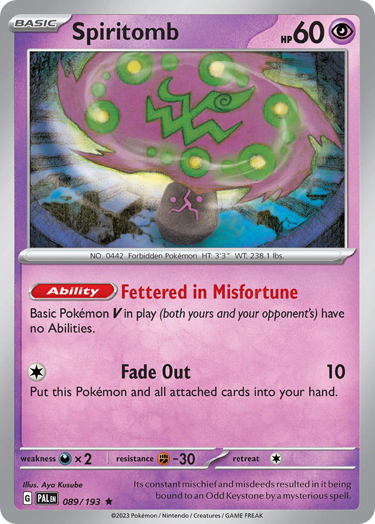 Spiritomb 089/193 Rare Paldea Evolved Pokémon card