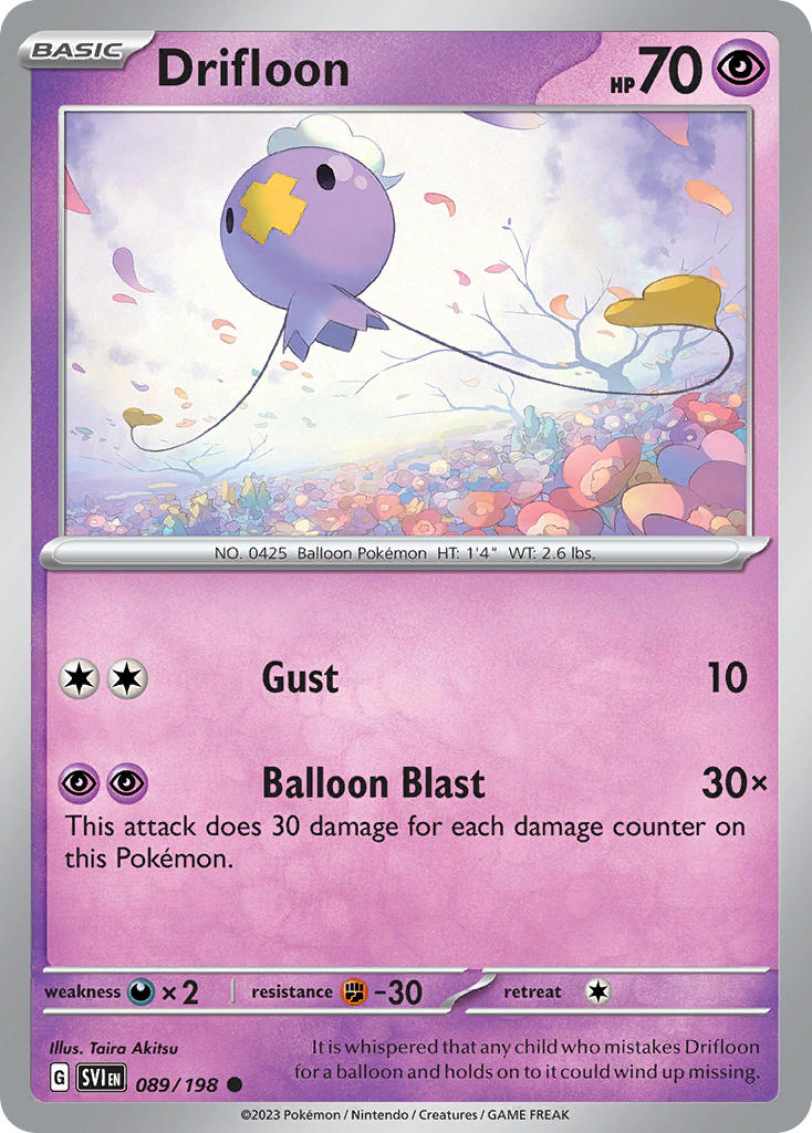 Drifloon 089/198 Common Scarlet & Violet Pokémon card
