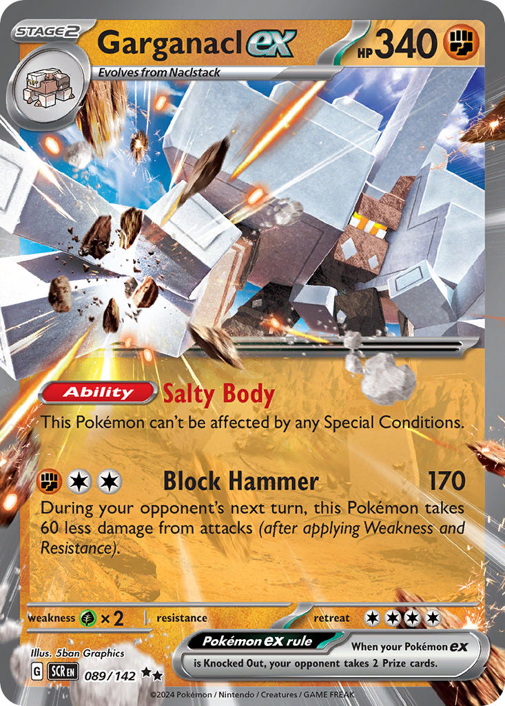 Garganacl EX 089/142 Double Rare Stellar Crown Pokémon card