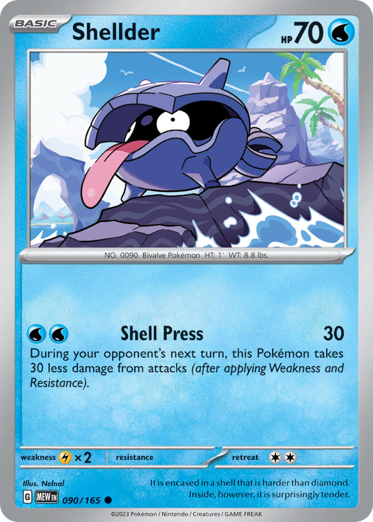 Shellder 090/165 Common 151 Pokémon card