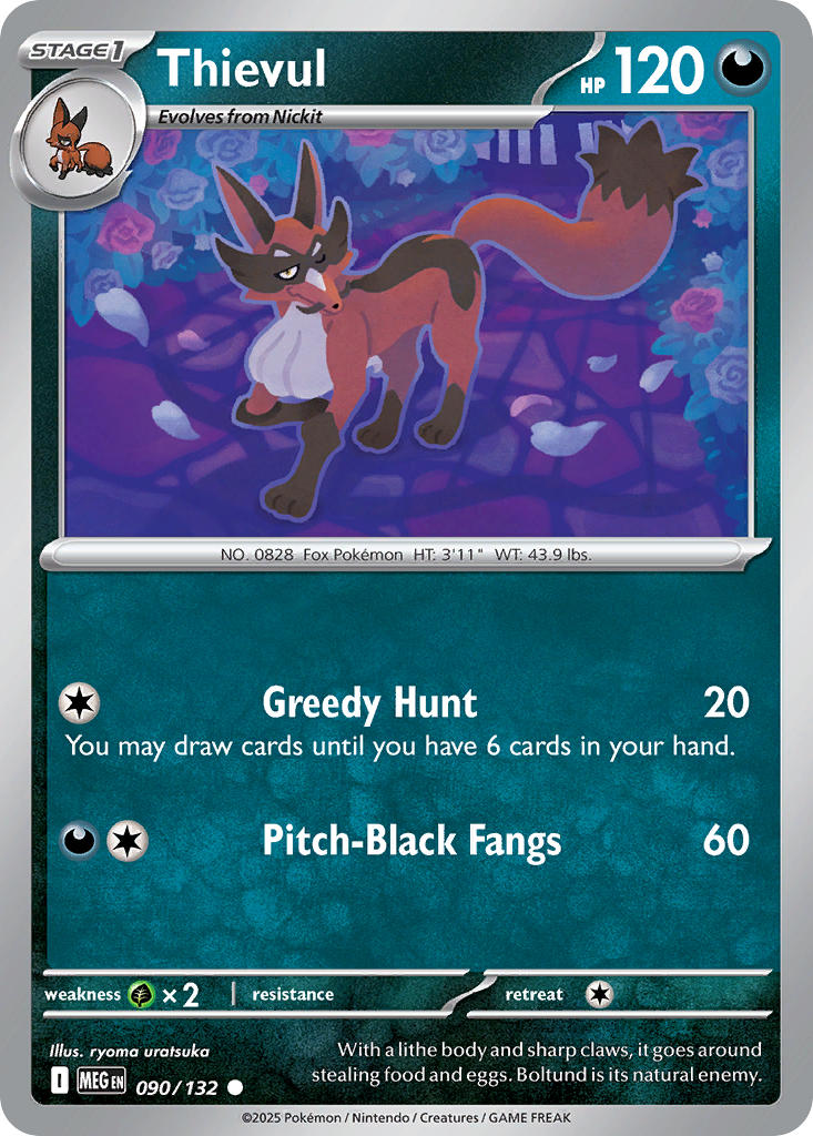 Thievul 090/132 Uncommon Mega Evolution Pokémon card