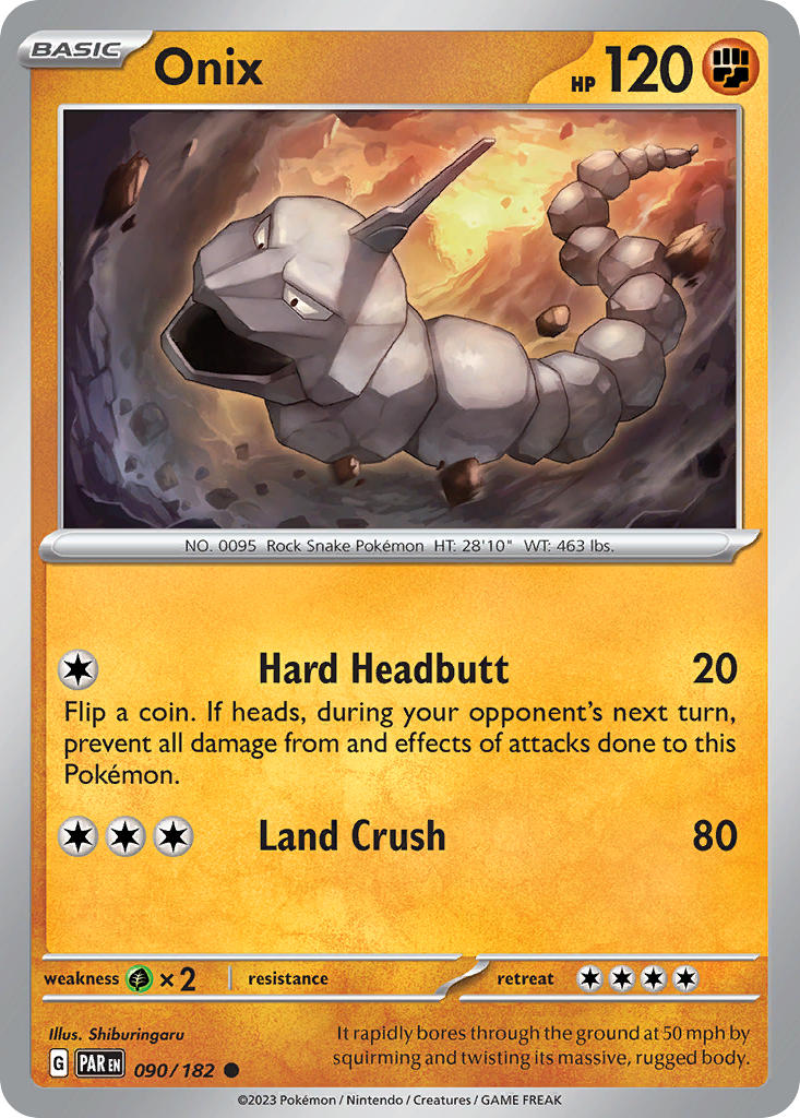 Onix 090/182 Common Paradox Rift Pokémon card