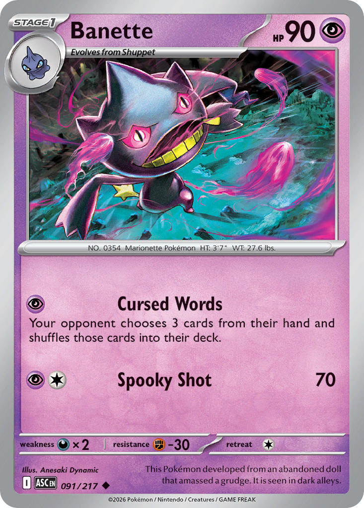 Banette 091/217 Rare Ascended Heroes Pokémon card