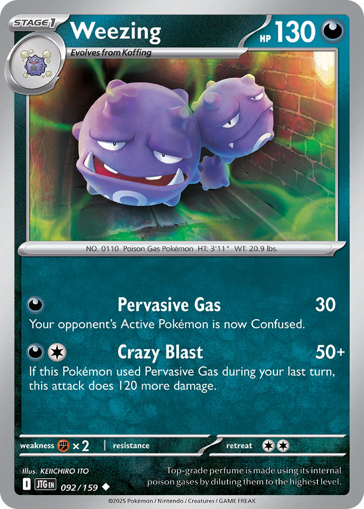 Weezing 092/159 Common Journey Together Pokémon card