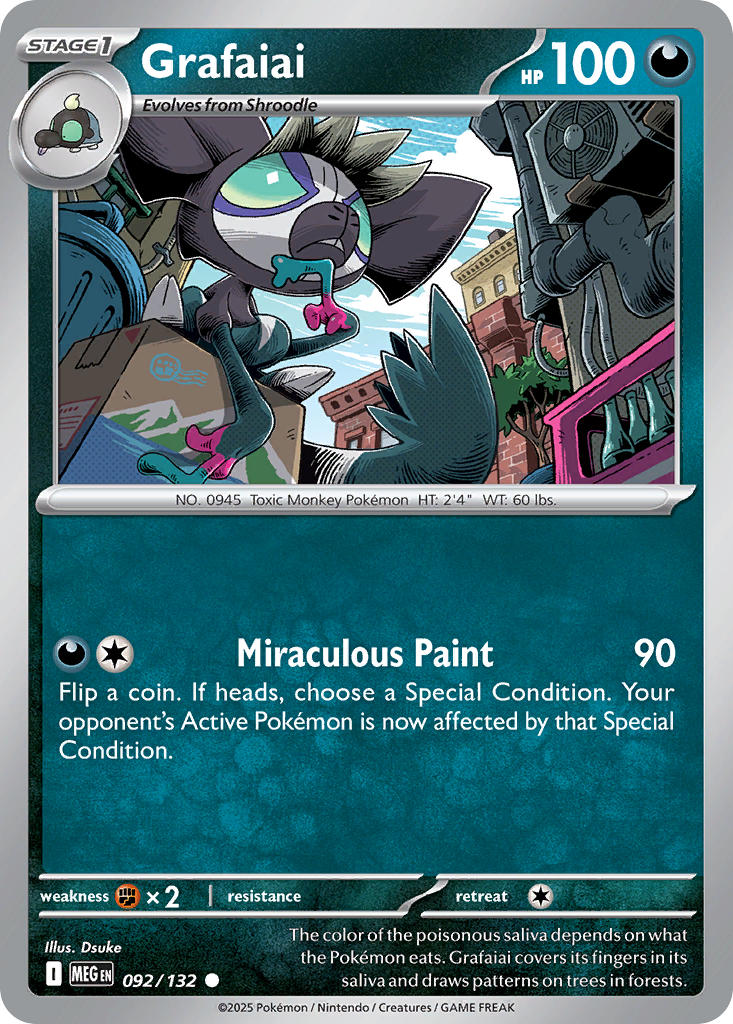 Grafaiai 092/132 Uncommon Mega Evolution Pokémon card