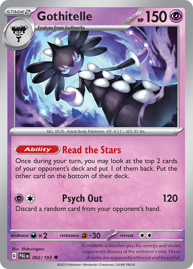 Gothitelle 092/193 Rare Paldea Evolved Pokémon card