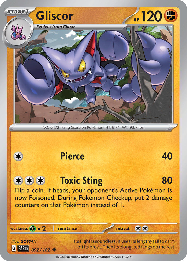 Gliscor 092/182 Uncommon Paradox Rift Pokémon card