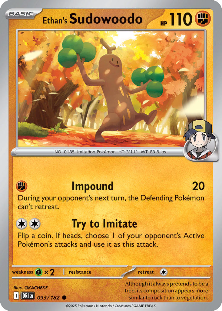 Ethan's Sudowoodo 093/182 Common Destined Rivals Pokémon card