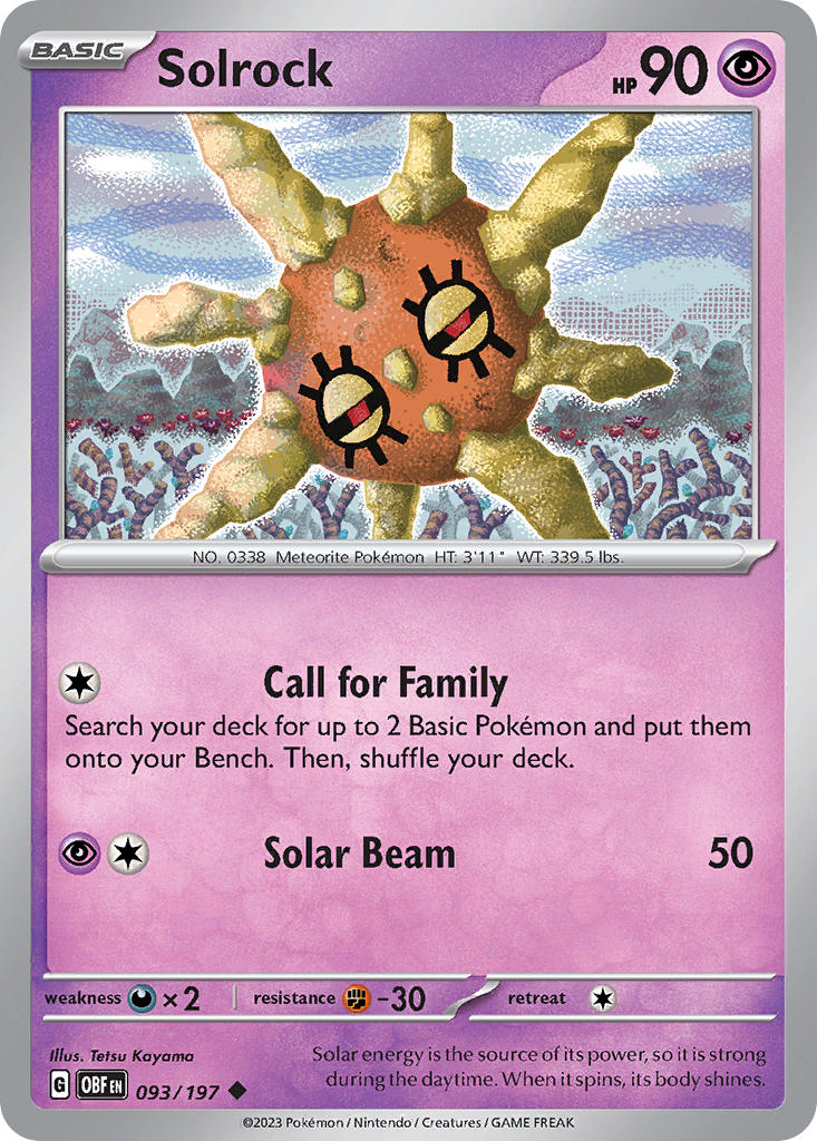 Solrock 093/197 Uncommon Obsidian Flames Pokémon card